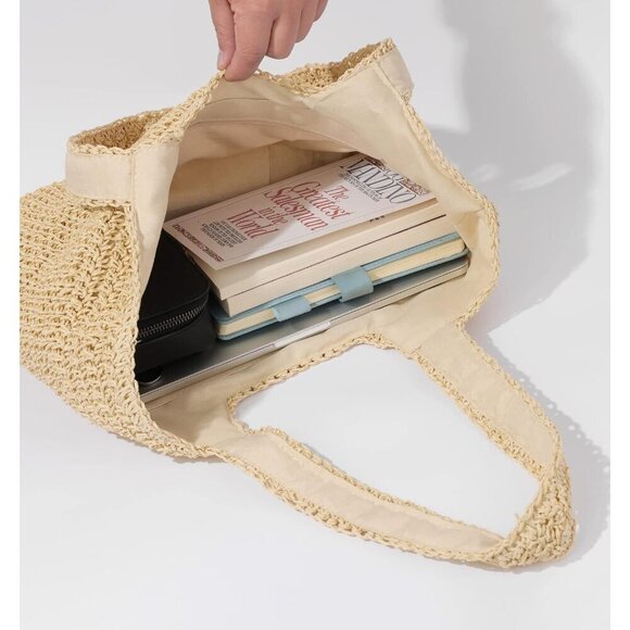 Women Beach Bag Straw Tote Large Capacity Handmade Summer Purse